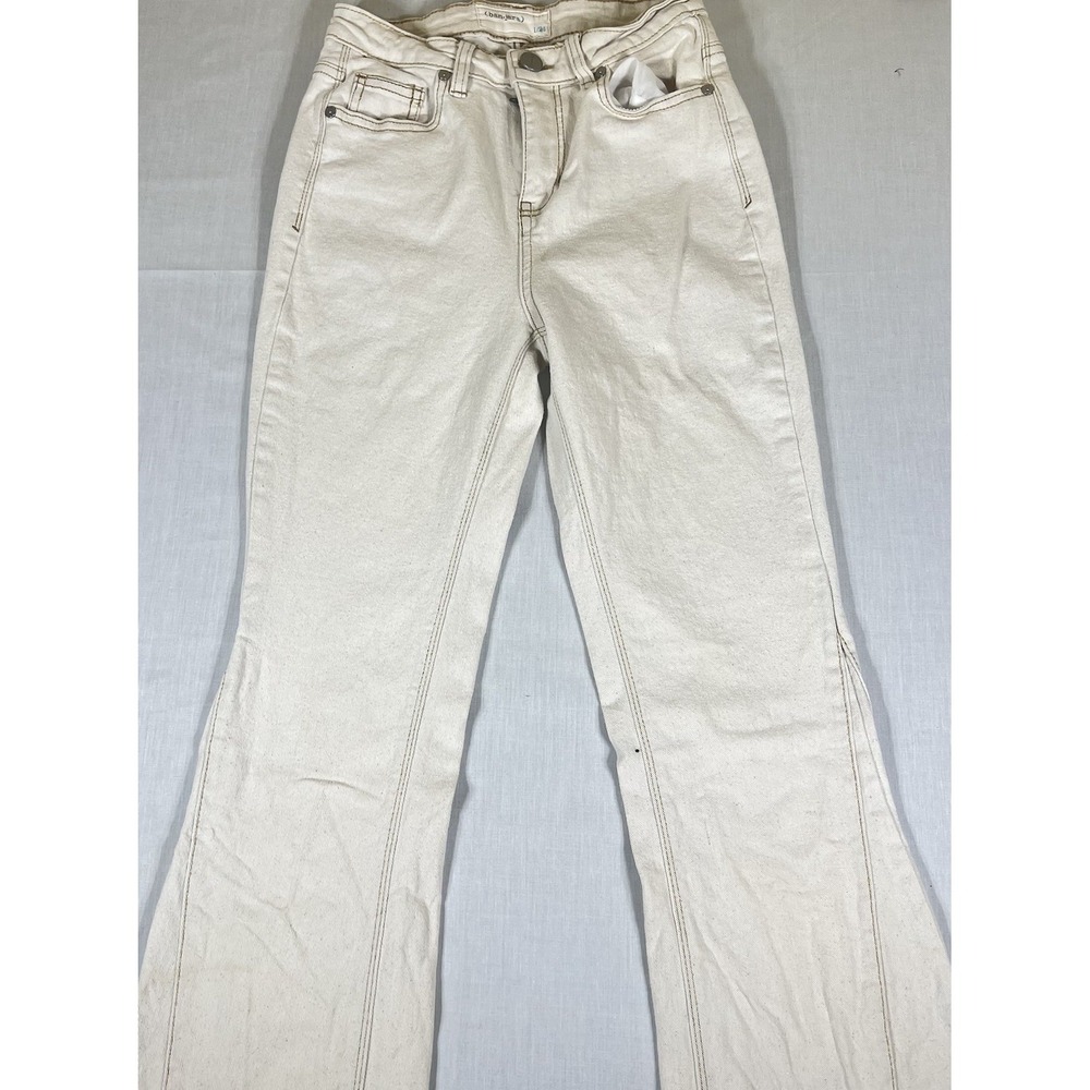 Banjara Womens 1/24 Cream Flare Leg Jeans High Rise Wide Leg Denim Pants